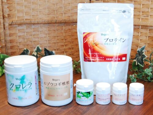 健康食品　クロレラ＋エゾウコギ根粒＋ビタミンB群＋ビタミンＣ＋ビタミンＥ＋亜鉛＋シナジープロテインのセット